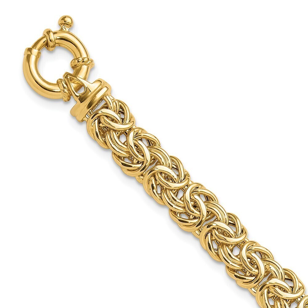 Kazi Luxury 14k Fancy 8mm Flat Byzantine Bracelet